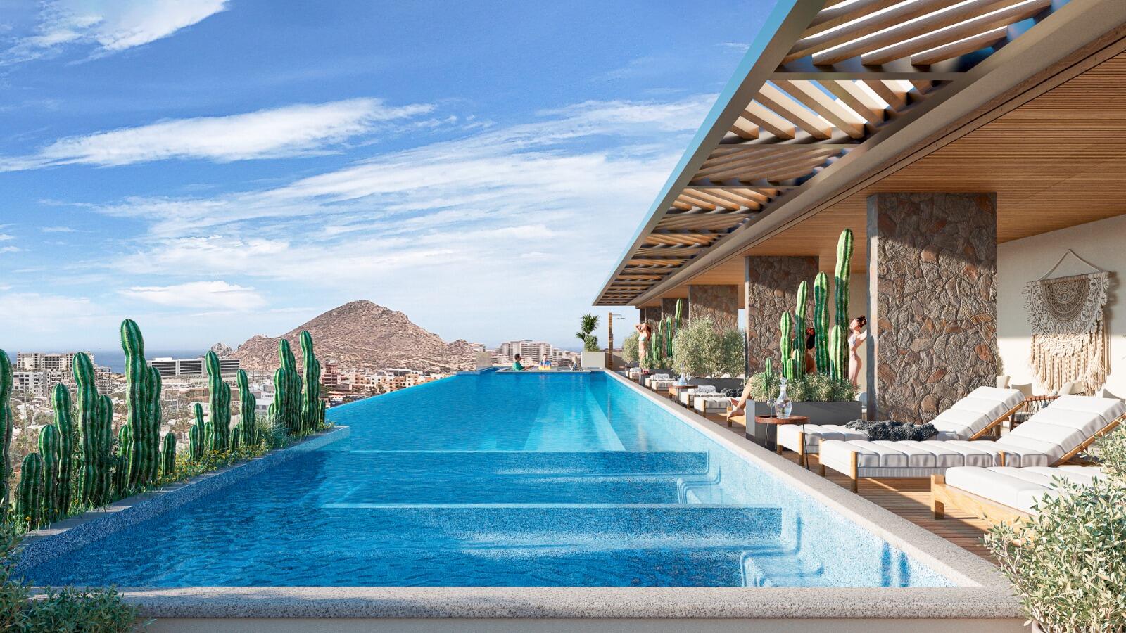 Los Cabos Puerta Cabos Village Amazing 2-Bedroom Condo | One Block from Medano Beach DONT MISS THIS OPPORTUNITY Exceptional 2-bedroom, 2 full bath condo just one block from Cabo's famous Medano Beach. Features a large private terrace, is fully furnished and equipped, and ready to enjoy or rent immediately.The spacious master suite offers an oversized bathroom with a hot tub jacuzzi. Includes 2 underground parking spaces and a private storage room.Community amenities include 24-hour security and two large swimming pools. Ideal for living or as a high-income vacation rental investment.Priced at for sale
