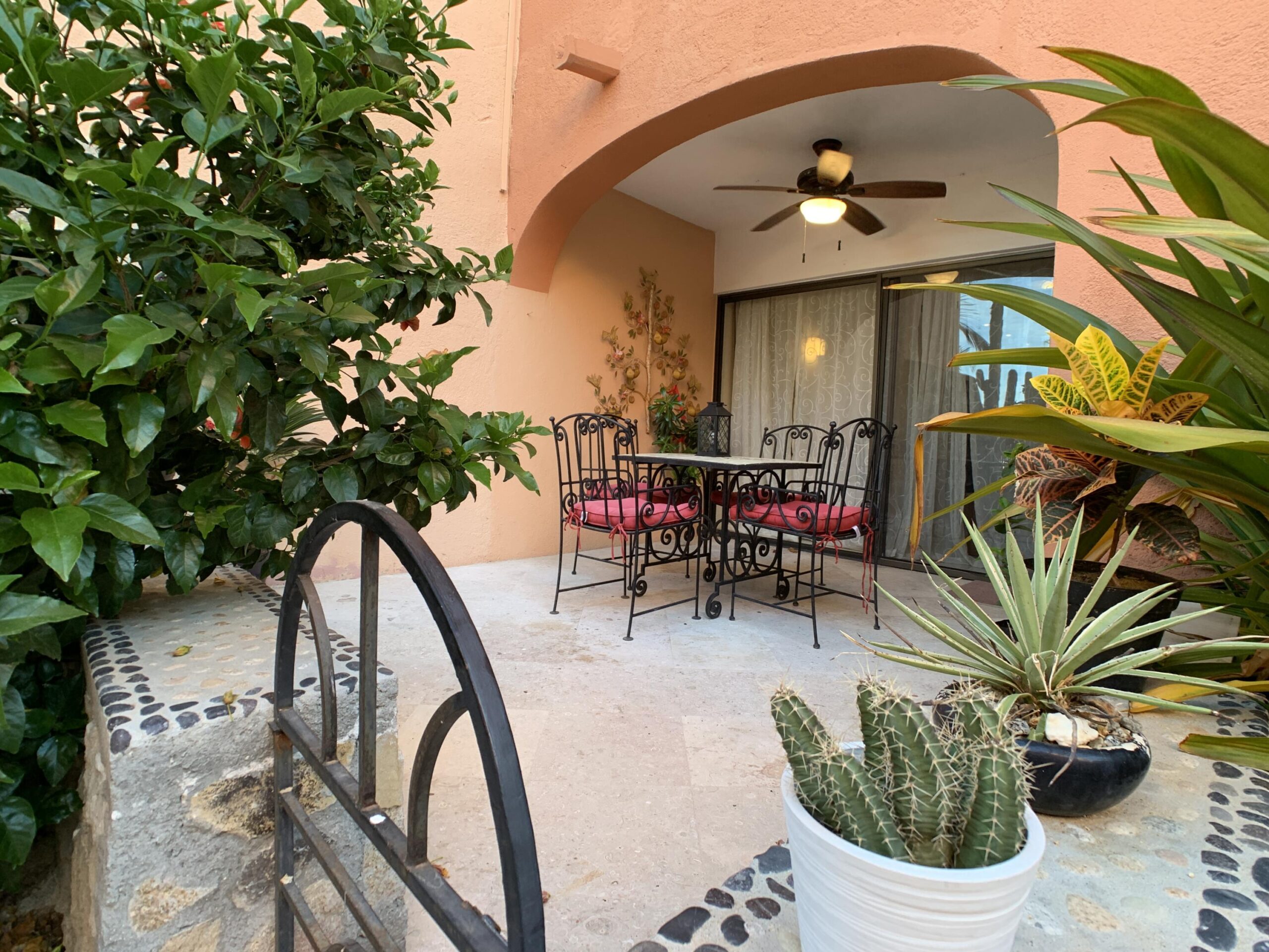 Los Cabos Plaza Calafia Plaza Calafia Condos...This exceptional property situated in the desirable area of Cabo Bello community in the Corridor of Cabo San Lucas. Walk to the beach! Ideally located just steps from Cabo Bello Cove Beach, one of the few swimmable beaches in the area and also perfect for snorkeling.The Gardens at Calafia Condominiums are truly authentic as they preserve Baja´s endemic vegetation while blending it with vibrant colorful flowers, creating a uniquely attractive landscape. This a ground floor Condo with an expansive terrace, two bedrooms and two full bathrooms, living room, large and equipped kitchen.The amenities within the complex are designed to be truly enjoyed by its residents; it consists of two pools, the family - friendly pool is perfect for both children and adults and another exclusive for adults. one large Jacuzzi, outdoor BBQ areas with grills create the perfect atmosphere for unforgettable gatherings with friends and family.Plaza Calafia / Cabo Bello, ensures 24/7 security, and proximity to Cabo San Lucas Marina, dining, shopping, and beach activities. for sale