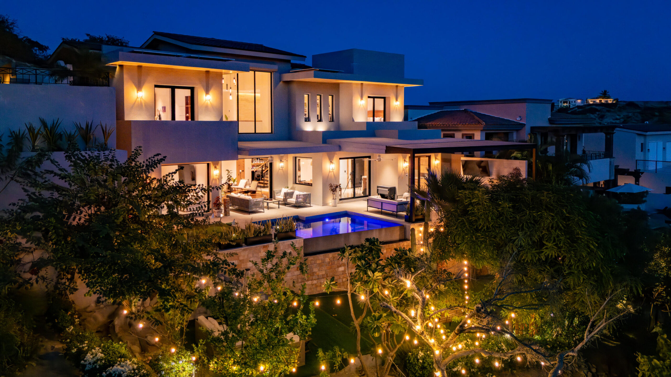 Los Cabos Cabo Colorado Discover modern luxury in this exquisitely designed home, built in 2020 and nestled within the exclusive, beachfront, private gated community of Cabo Colorado in San José del Cabo—just 2 miles from Palmilla Beach. Enjoy the convenience of living just steps from a stunning, sandy private beach within the community.With a striking contemporary aesthetic, this residence features gleaming white marble floors, beautifully appointed marble bathrooms, and captivating ocean for sale