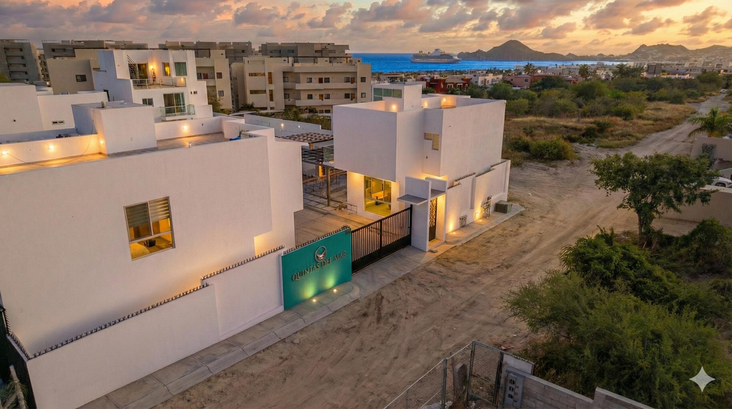 Los Cabos Cumbre Del Tezal Move-in ready and fully furnished. 2,045 sq ft of construction on a 2,551 sq ft lot with 3-car parking. Luxury finishes include marble flooring, wood kitchen with granite countertops, built-in wooden closets in all bedrooms, and vanities with tempered glass shower doors in all 3.5 baths. Fully equipped with 5 Gree inverter mini-split A/C units (3 × 1-ton, 2 × 2-ton), LG 22' French Door refrigerator, Whirlpool gas stove, and 1.7 cu ft microwave hood. Additional features: rooftop with bar, grill & sink, private terrace, storage, WiFi smart lock, private 5,000-liter cistern, and termite prevention system. ommunity: pool, gym, sports courts, kids' area, 3 clubhouses & 24/7 gated security for sale