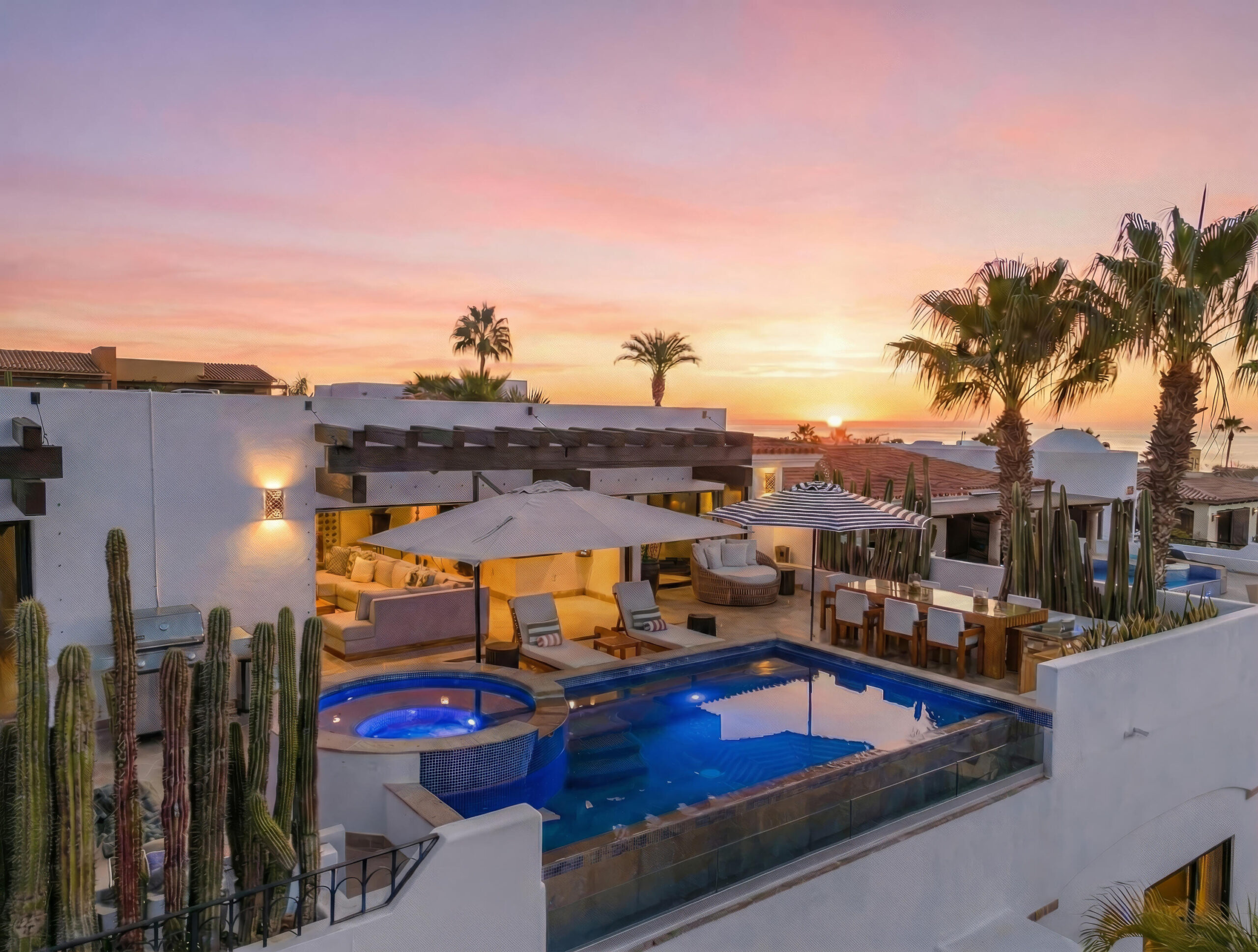 Los Cabos Cabo Colorado Discover modern luxury in this exquisitely designed home, built in 2020 and nestled within the exclusive, beachfront, private gated community of Cabo Colorado in San José del Cabo—just 2 miles from Palmilla Beach. Enjoy the convenience of living just steps from a stunning, sandy private beach within the community.With a striking contemporary aesthetic, this residence features gleaming white marble floors, beautifully appointed marble bathrooms, and captivating ocean for sale