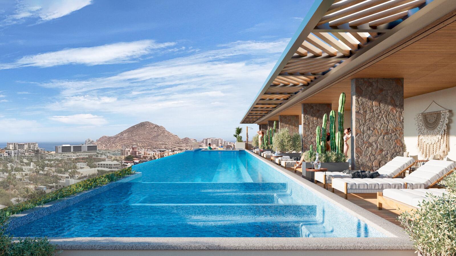 Los Cabos Desert Moon Experience the ultimate surf lifestyle in this fully furnished studio at Desert Moon, just steps from Cerritos Beach.This bright, second-floor unit features an open layout with natural light and direct ocean for sale