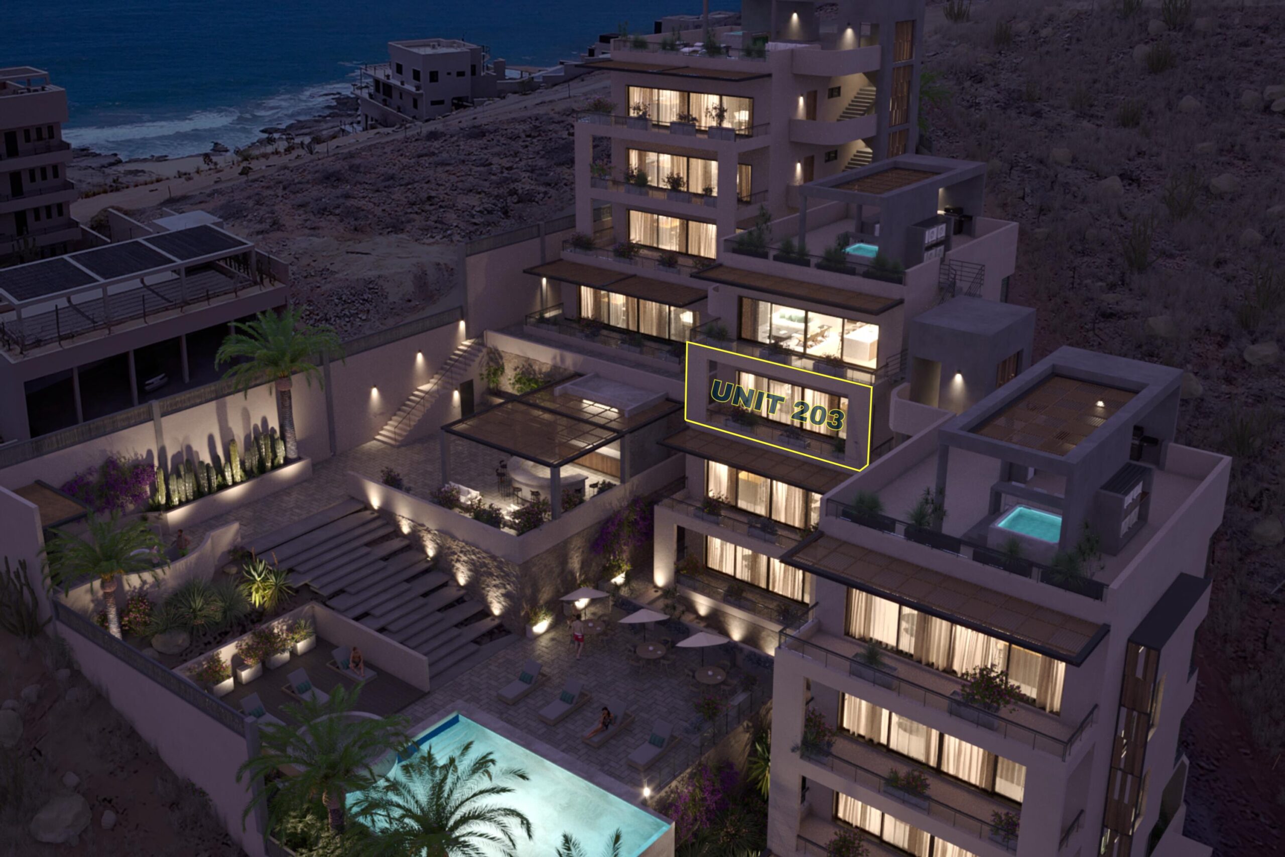 Los Cabos Hacienda Csl Experience elevated beachfront living at 1 Homes Cabo Residence 6-303, a beautifully designed two-bedroom plus den home within the exclusive Hacienda Beach Club & Residences Phase II community. Perfectly positioned along Medano Beach, this oceanfront property captures impressive for sale