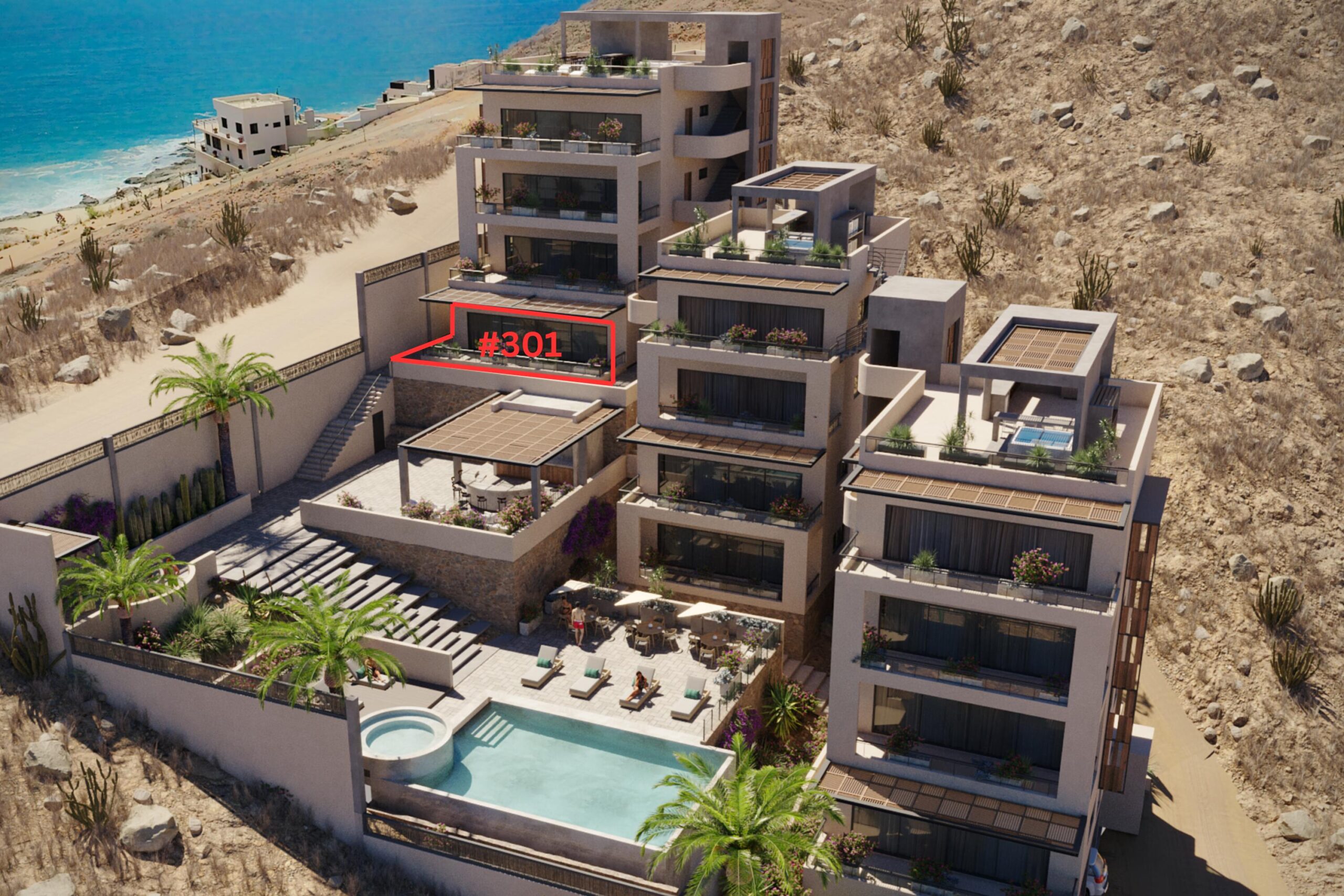 Los Cabos Mirador This modern apartment for sale in Mirador San José del Cabo offers sleek contemporary style. It features 3 spacious, bright bedrooms, ideal for families or investors. Large windows provide stunning ocean for sale