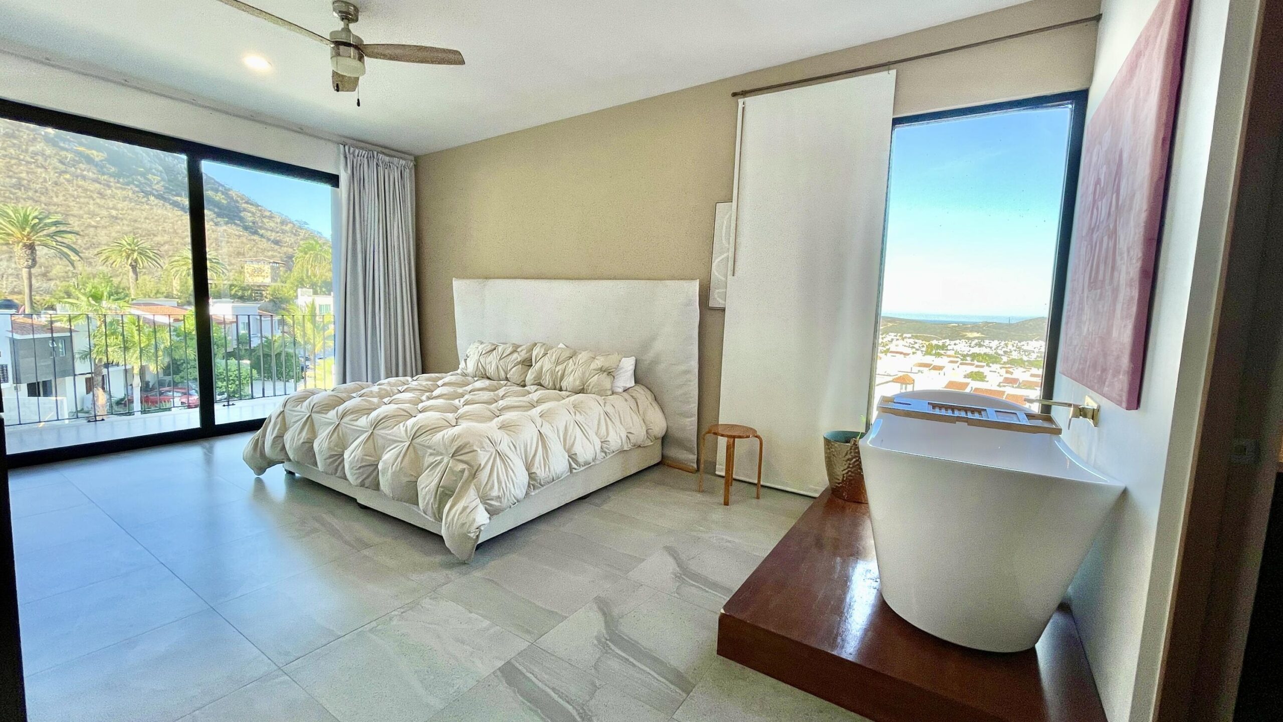 Los Cabos Marea Los Cabos Located in the exclusive Marea development, this 1,480 sq. ft. condo offers the premier downtown Cabo San Lucas lifestyle just 500 meters from Medano Beach. The contemporary, open-concept design features three spacious bedrooms--each with its own private balcony--and floor-to-ceiling windows that flood the sleek, white-cabinetry kitchen and living areas with natural light. This turnkey property is a lucrative opportunity for investors, coming fully furnished, equipped, and ready for immediate rental income with no renovations required. Residents enjoy premium community amenities, including 24/7 security, a lobby, a gym, and a sparkling pool. The standout rooftop terrace, with a jacuzzi , provides the perfect vantage point to take in the city for sale