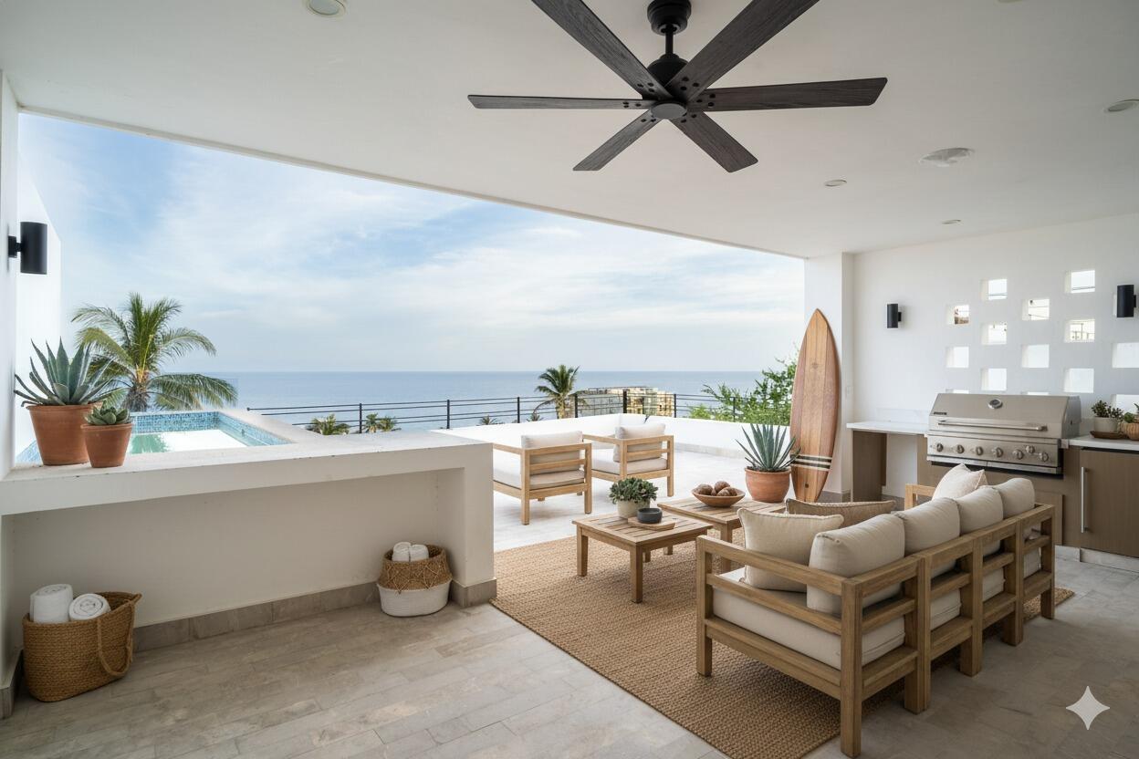 Los Cabos Aura This is the smallest residence in the entire development, designed to offer an exceptional opportunity to own a two-bedroom home within 100 m² (1,071 sqft) of interior space, plus a terrace, one parking space, and a small storage unit. It represents the best entry-level price—the most affordable option to acquire a new, modern, beachfront property. The unit features two ocean- for sale