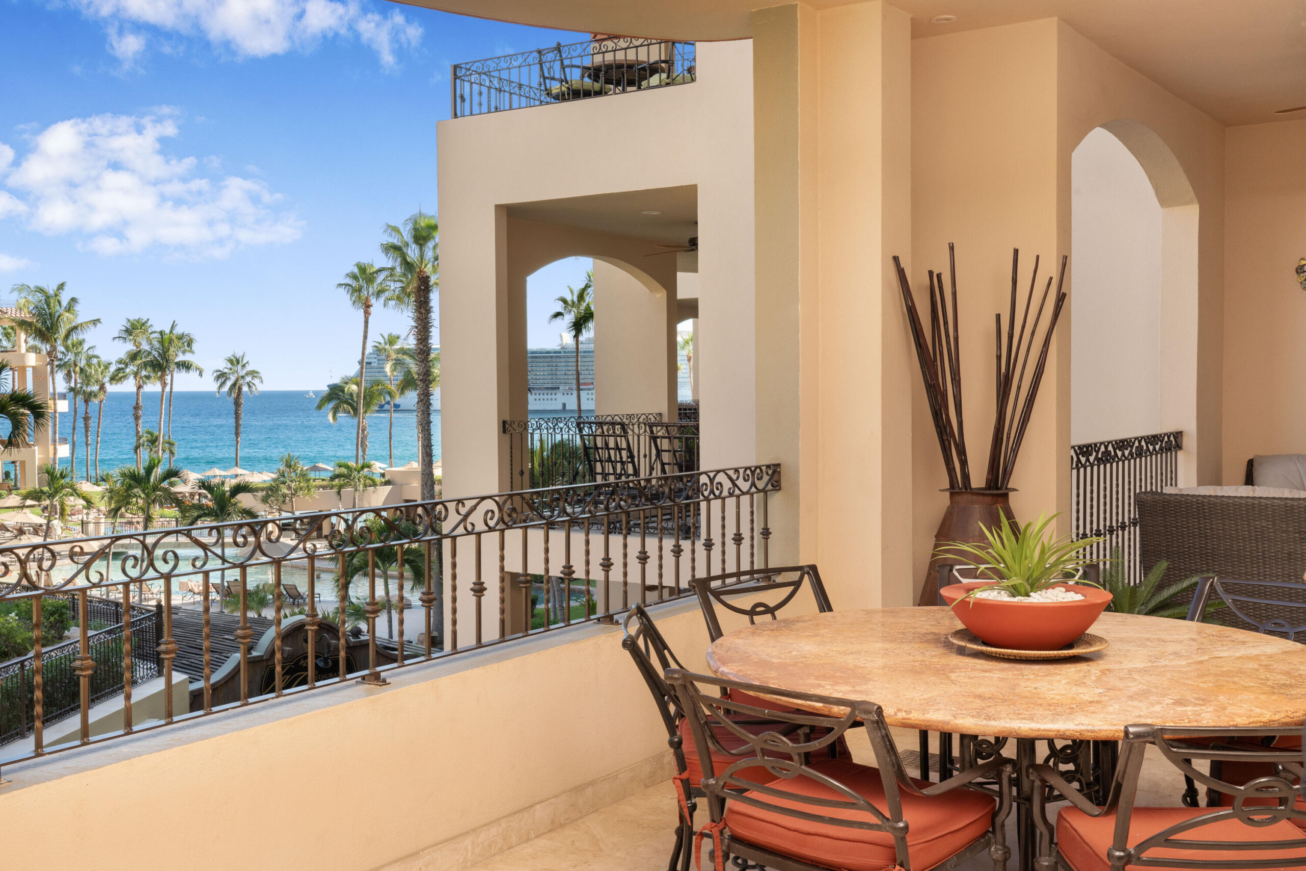 Los Cabos Marea Los Cabos Located in the exclusive Marea development, this 1,480 sq. ft. condo offers the premier downtown Cabo San Lucas lifestyle just 500 meters from Medano Beach. The contemporary, open-concept design features three spacious bedrooms--each with its own private balcony--and floor-to-ceiling windows that flood the sleek, white-cabinetry kitchen and living areas with natural light. This turnkey property is a lucrative opportunity for investors, coming fully furnished, equipped, and ready for immediate rental income with no renovations required. Residents enjoy premium community amenities, including 24/7 security, a lobby, a gym, and a sparkling pool. The standout rooftop terrace, with a jacuzzi , provides the perfect vantage point to take in the city for sale