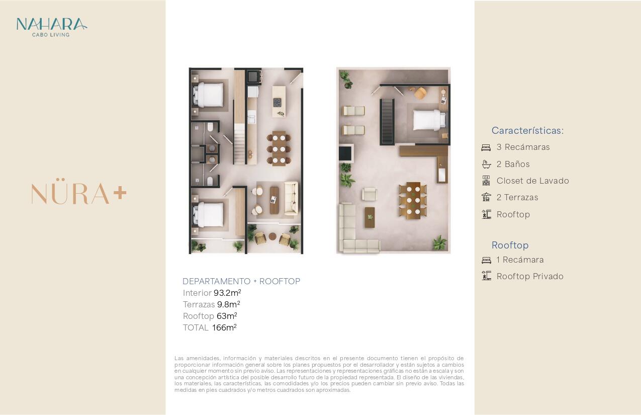 Los Cabos Nahara Cabo Living Penthouse Model - A unique two-level residence designed for comfort, privacy, and seamless indoor-outdoor living. The main level features 2 spacious bedrooms, while a third bedroom is located on the private rooftop, ideal as a guest suite, home office, or retreat. Two expansive terraces flood the interior with natural light and create exceptional spaces for entertaining and relaxation. The development offers elevator access and a commercial area, combining modern convenience with an elevated lifestyle. for sale